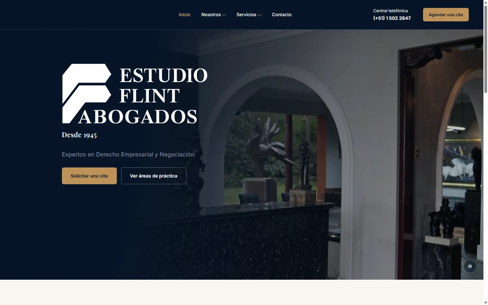 Portada de la web de Estudio Flint Abogados