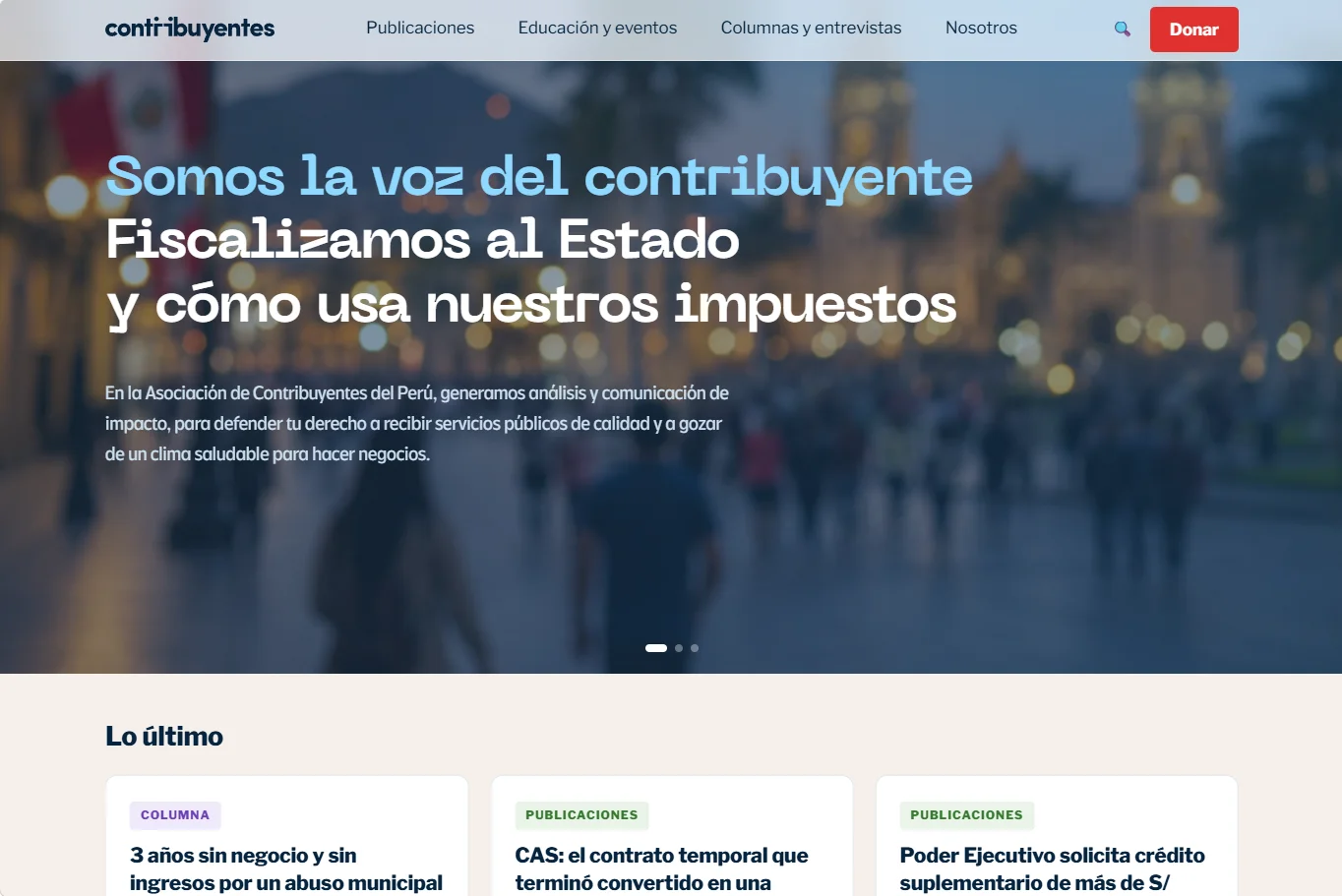 Portada de la web de la Asociación de Contribuyentes del Perú